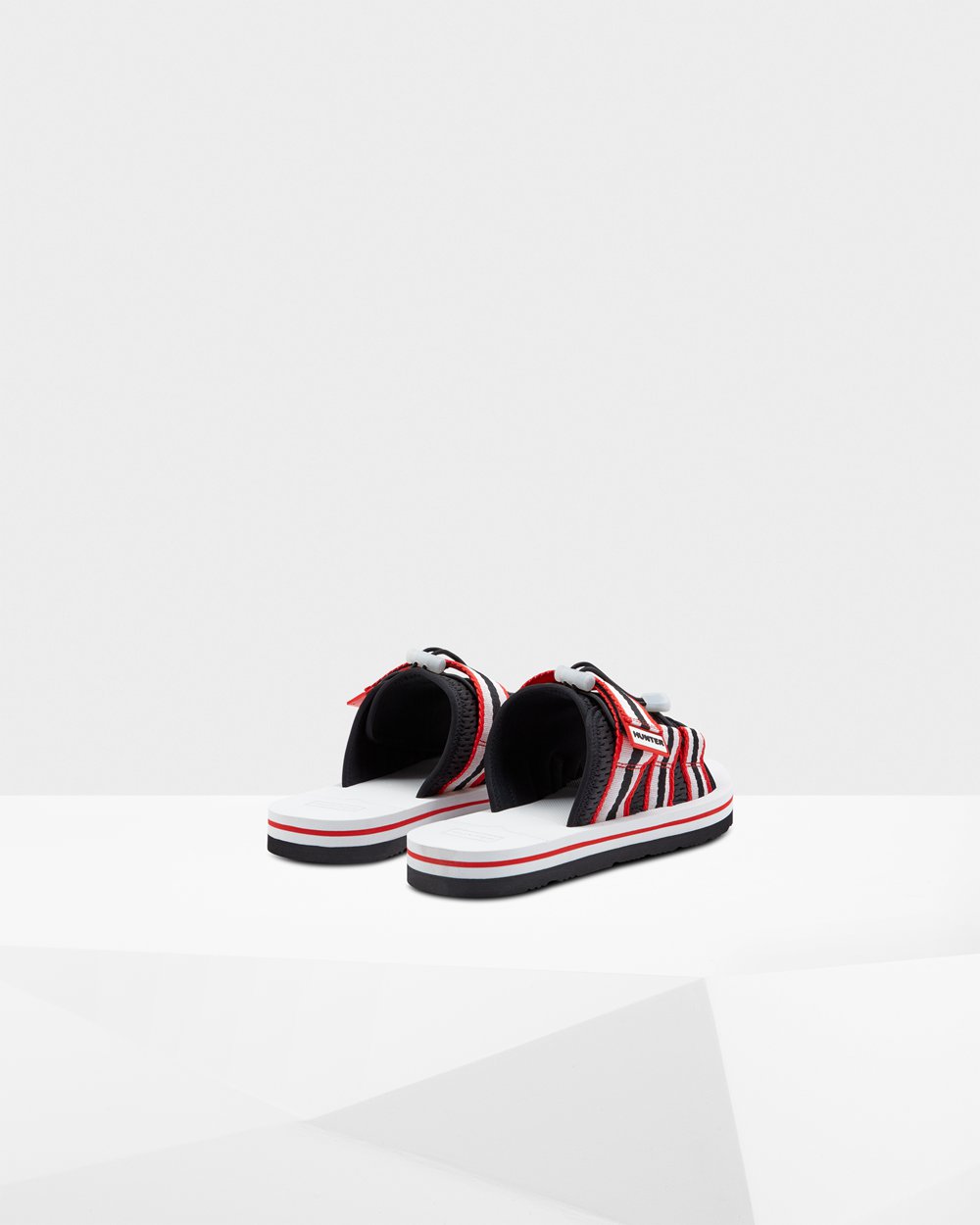 Mens Slides - Hunter Original Beach (79VLXQDMK) - Black/White/Red